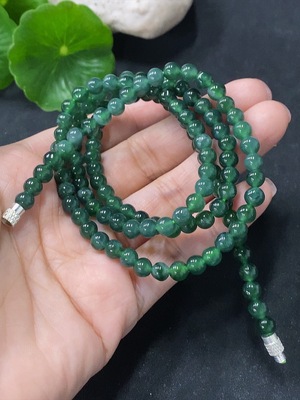 F35116651 Jadeite Bead Necklace Approx. 5mm Non-Gold Total Weight About 27.72g
