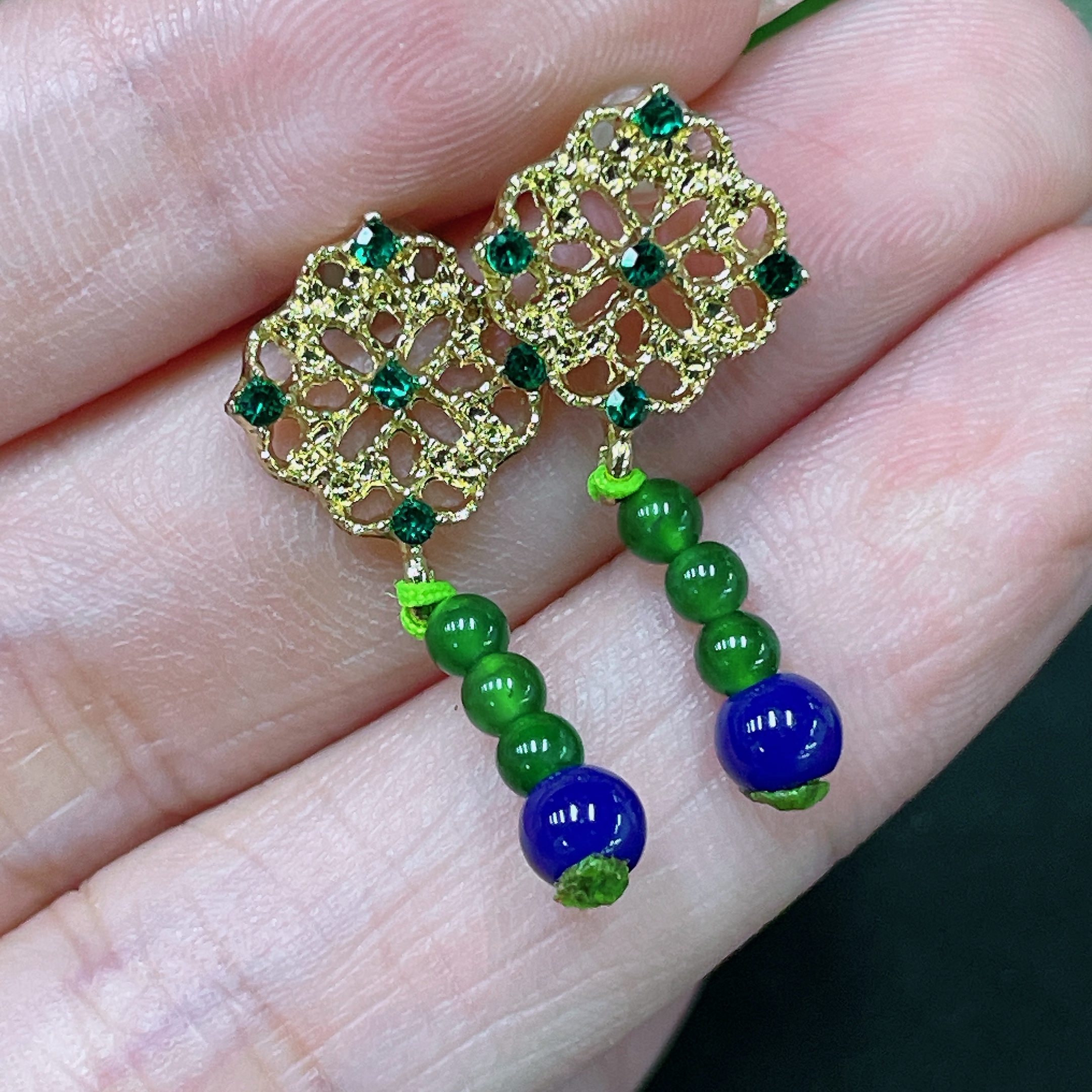 F34983430 Jadeite Inlaid Piece Non-Gold With Non-A Grade Beads