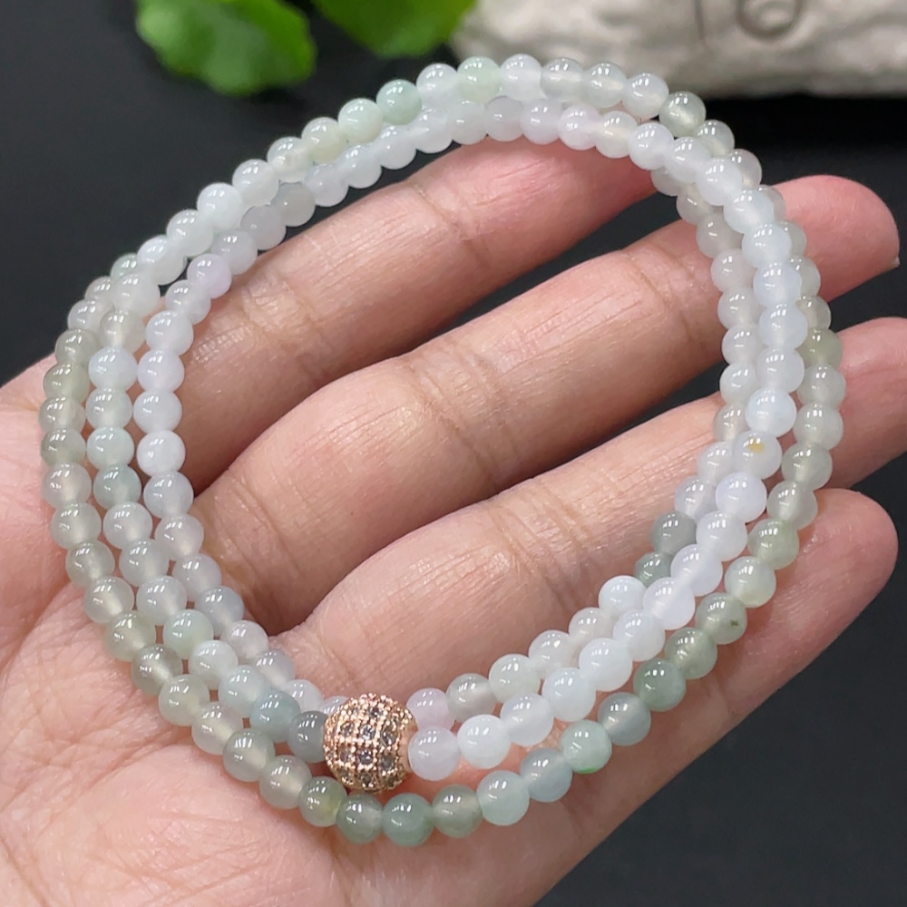 F34978056 Jadeite Beaded Necklace Approximately 4.3mm Bead Size Total Weight About 20.7g Non-Gold Accessory Beads