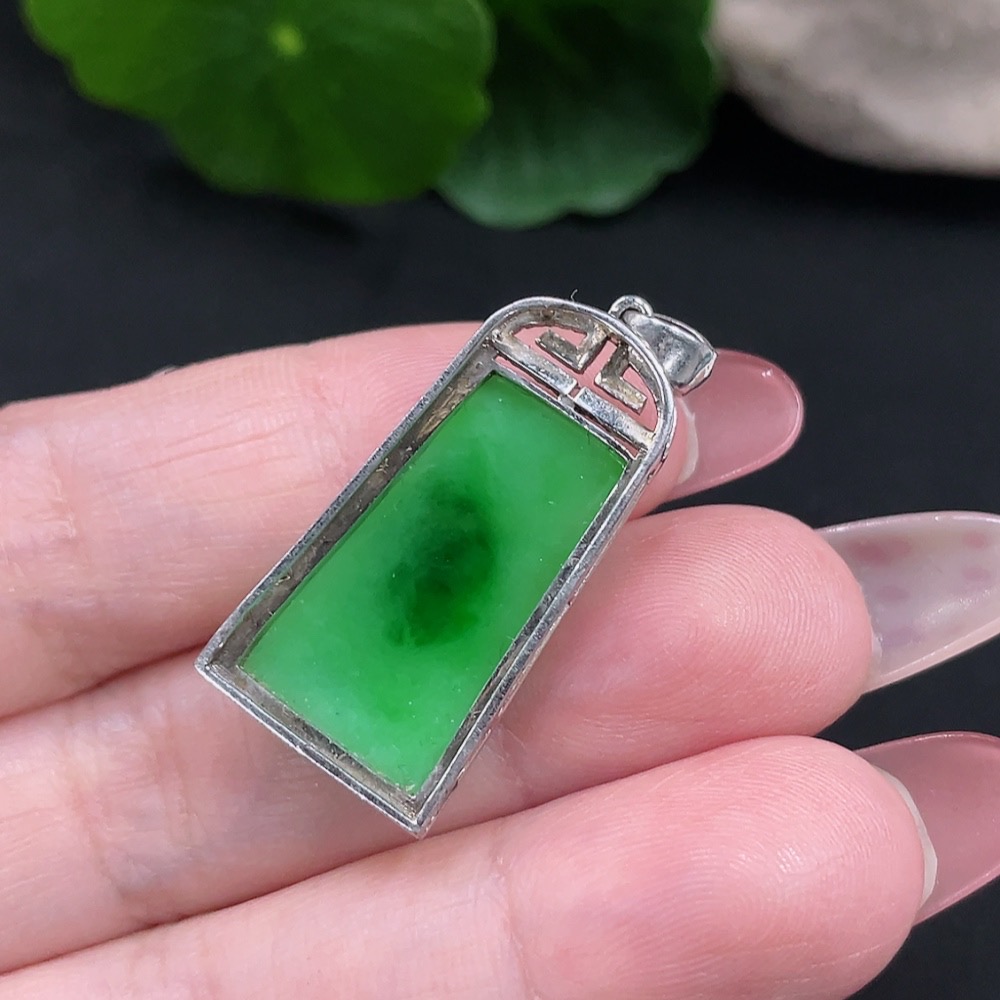 F34032697 Jadeite Inlaid Pendant Total Weight Approx. 3.6g (Non-gold Inlaid)