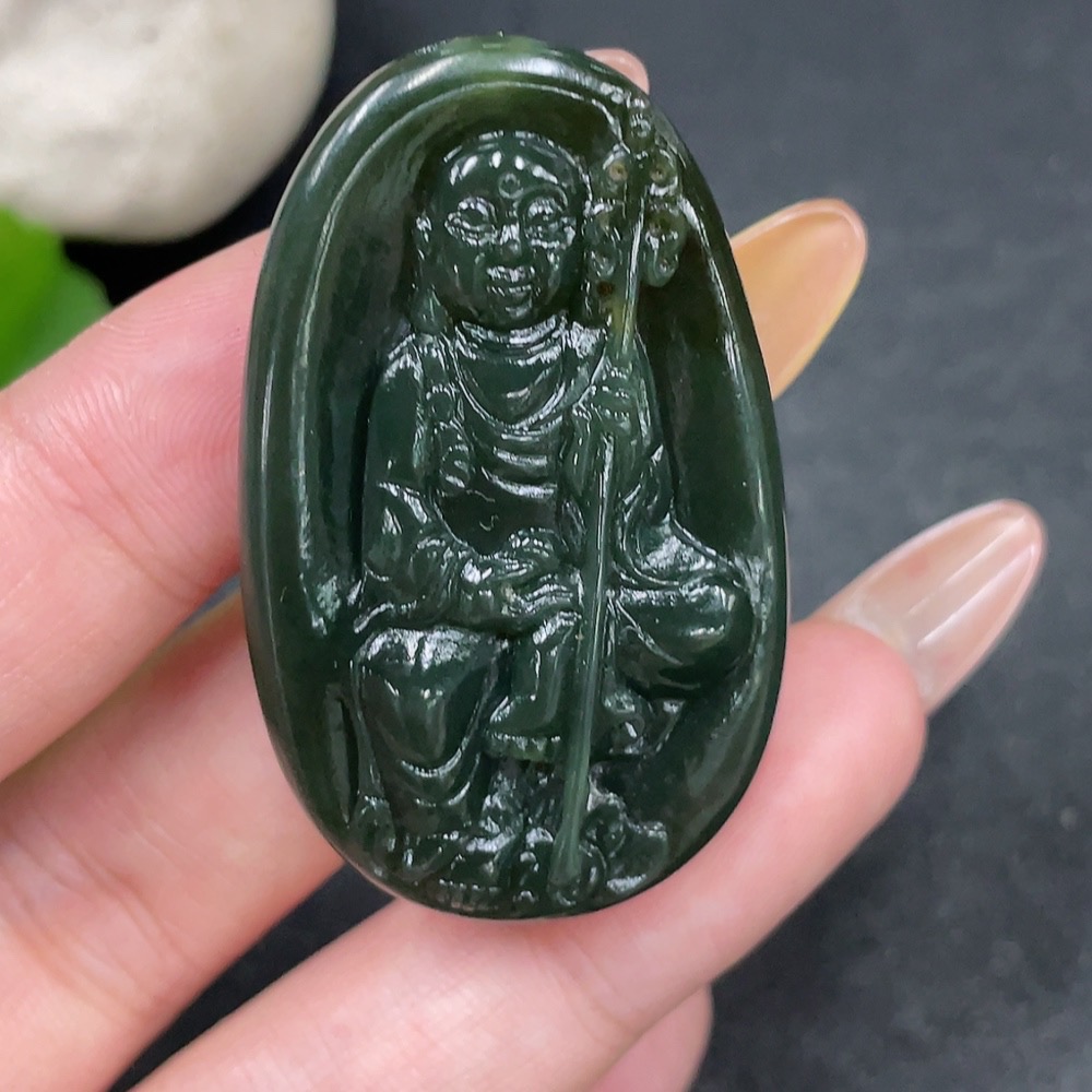 H32726405 Hetian Jade Pendant - Ksitigarbha Bodhisattva, Total Weight Approx. 17.9g