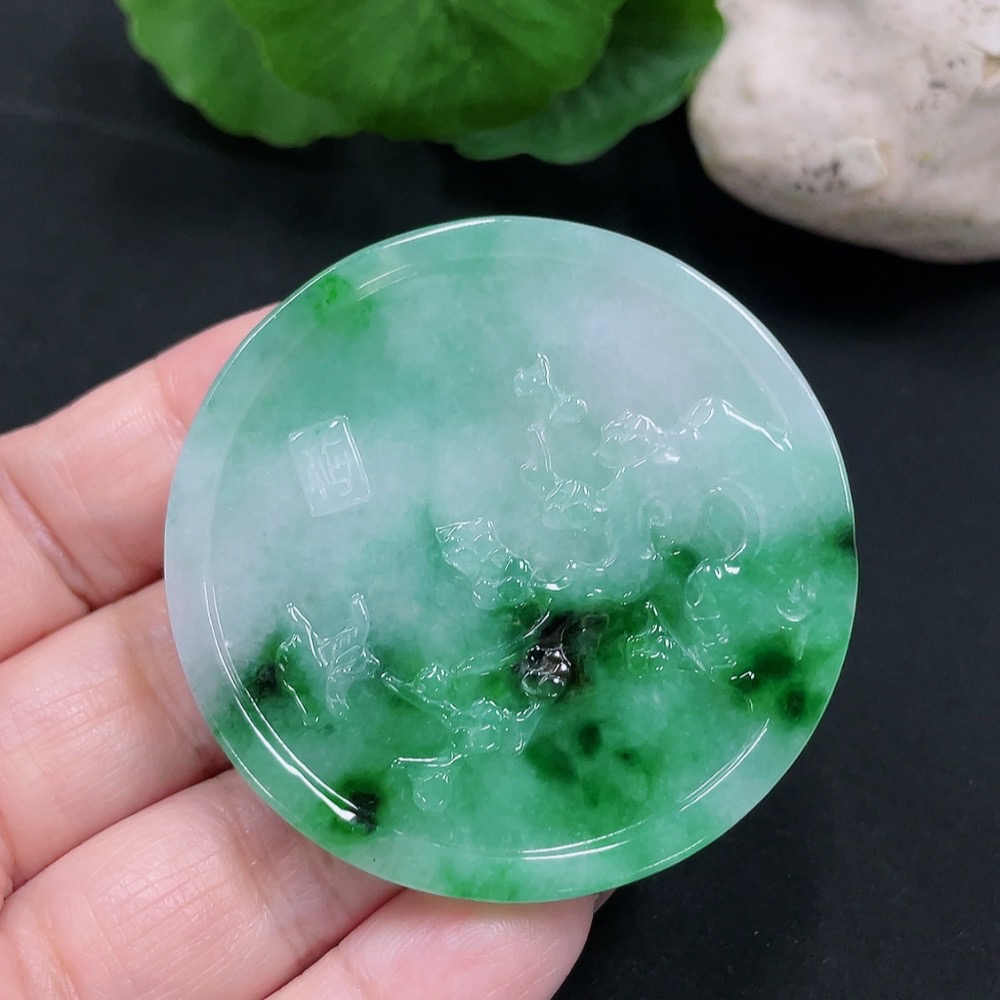 F34982781 Jadeite Landscape Pendant Total Weight Approx. 34g (Including Other Mineral Components)