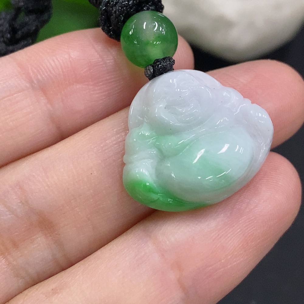 F35107733 Jadeite Buddha pendant Total weight approx. 5.2g (with non-A grade beads)