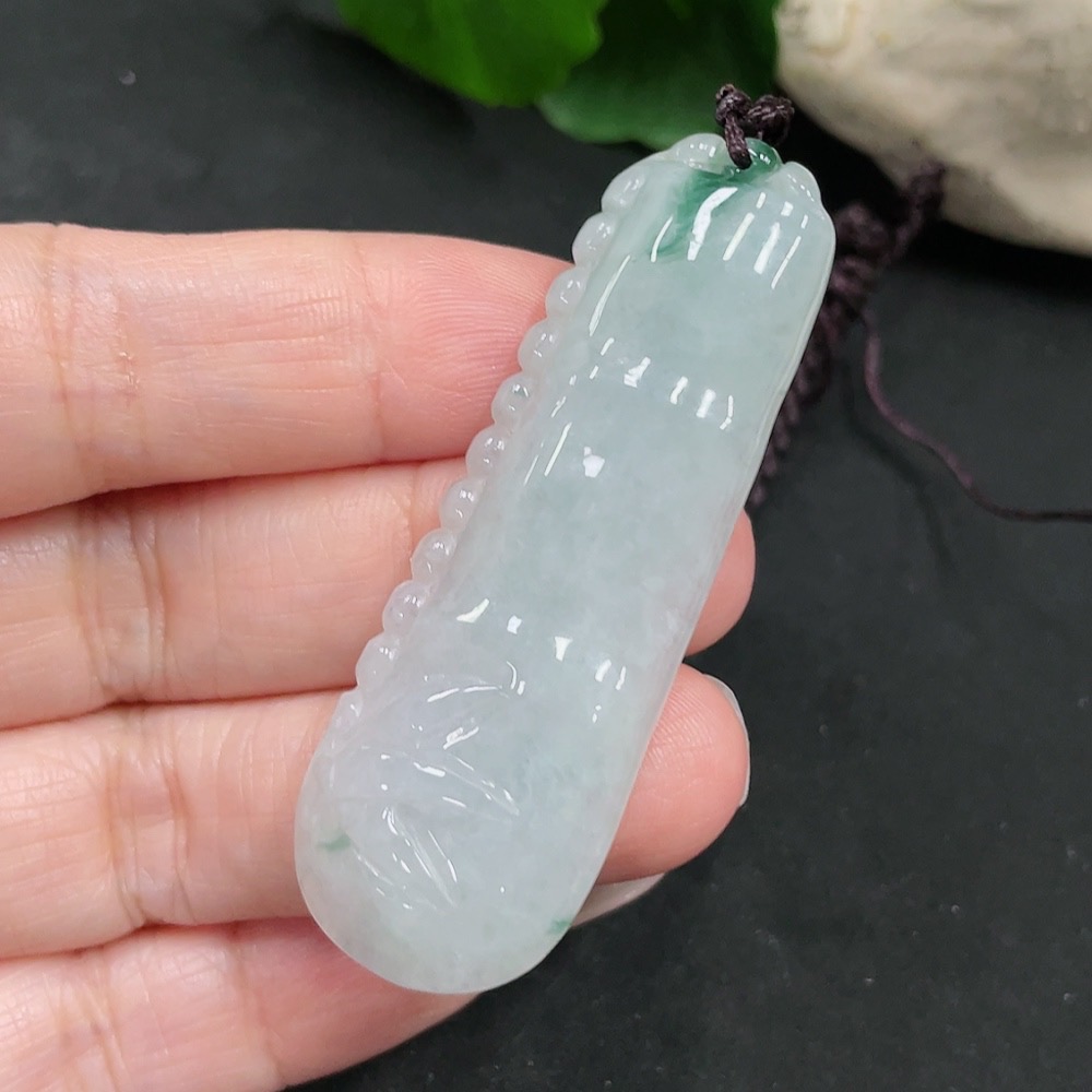 F35129099 Jadeite Bamboo Pendant Total Weight Approx.14.9g