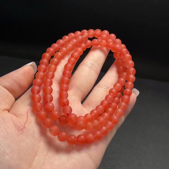 C27133040 South Red Agate Bead Strand Approximately 6.6mm Total Weight About 43.41g Visible Organic Matter