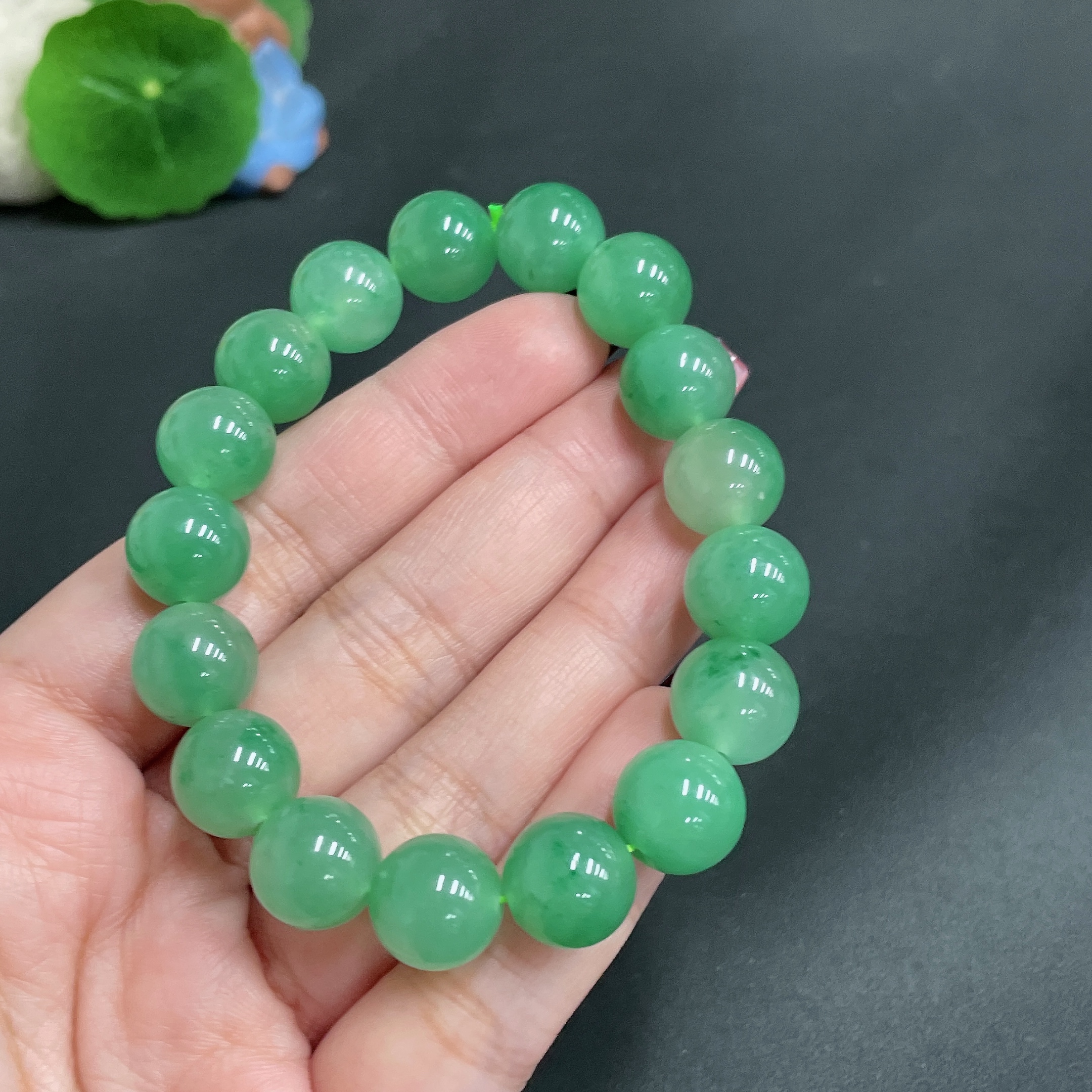 H24722413 Dulong Jade Bead Bracelet approx. 11.7mm total weight approx. 41.1g