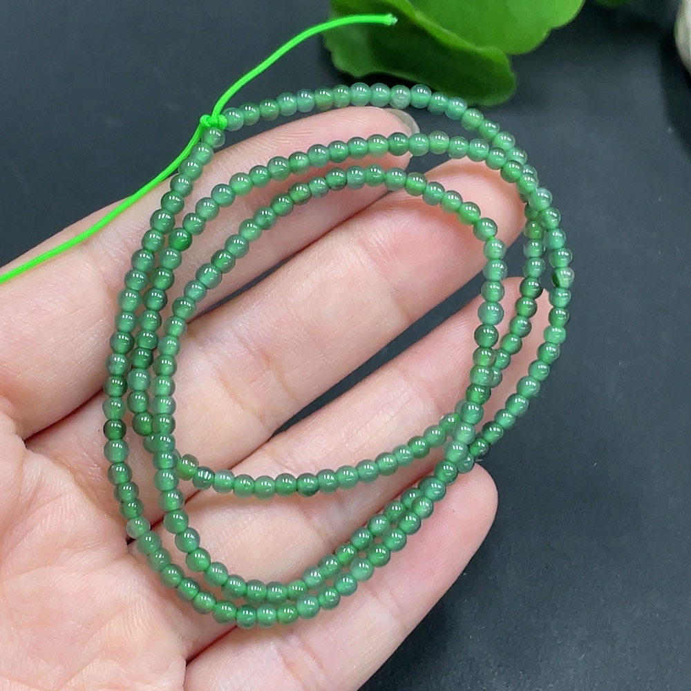 F21426154 Jadeite Beaded Necklace Approx. 3mm Total Weight 7.07g