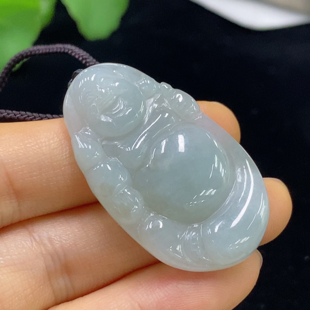 F35136131 Jadeite Buddha Pendant Total Weight Approx. 11.68g (Including Rope Weight)