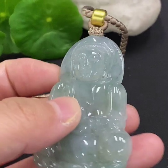 F33856720 Jadeite Guanyin Pendant with Cord, Total Weight Approx. 26.1g