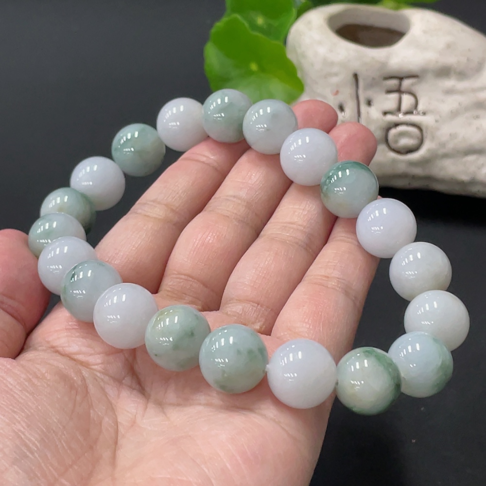 F35108786 Jadeite Bracelet Approx. 13.6mm Beads Total Weight Approx. 85.57g