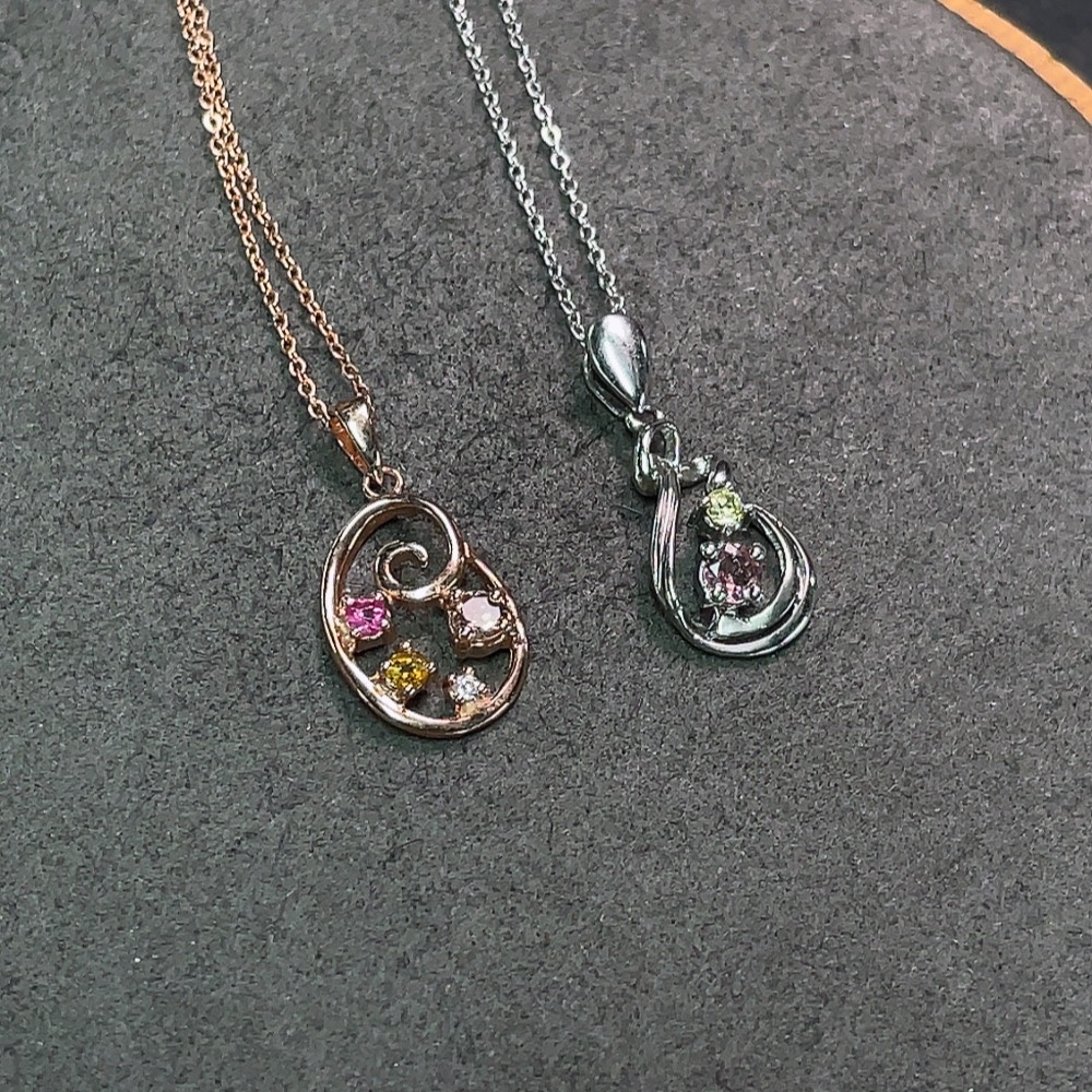 C34990013 Tourmaline Necklace with Non-Natural Accent Stones, Non-Gold, Total Weight Approx. 4.82g, Sell as a Lot