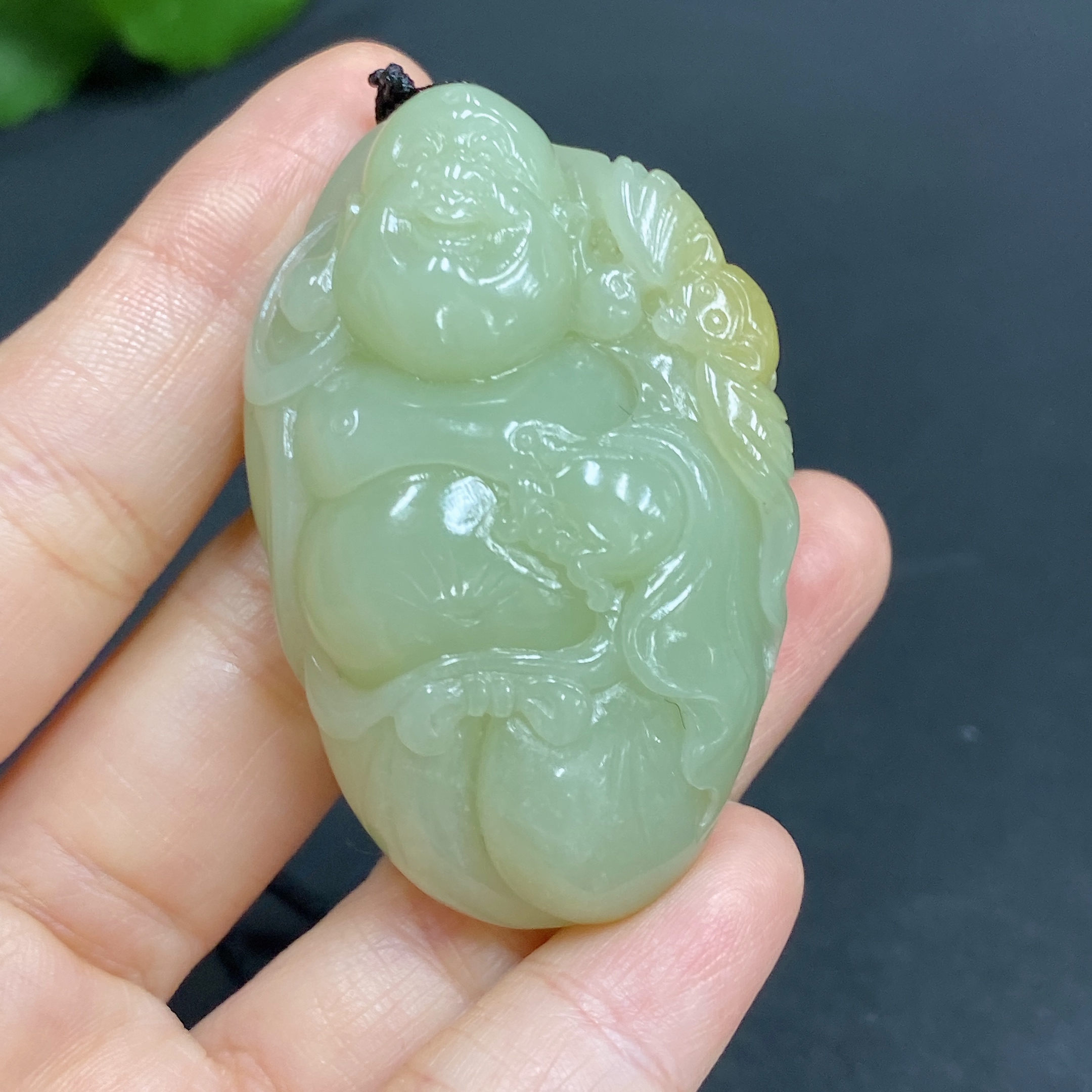 H29328971 Hetian Jade Pendant Buddha Total Weight Approx. (with rope) 46.8g