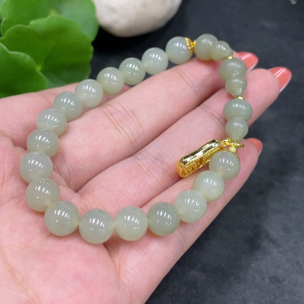 H34015933 Hetian Jade Bracelet, Approx. 7.8 mm, Total Weight Approx. 18.5g, Non-Gold