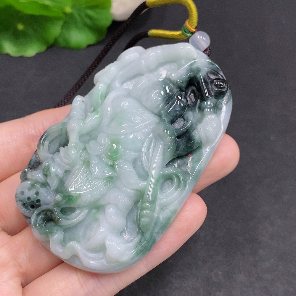 F34061657 Jadeite Pendant Total Weight Including Rope Approximately 82.7g (Beads Not Grade A) (Containing Other Mineral Components)