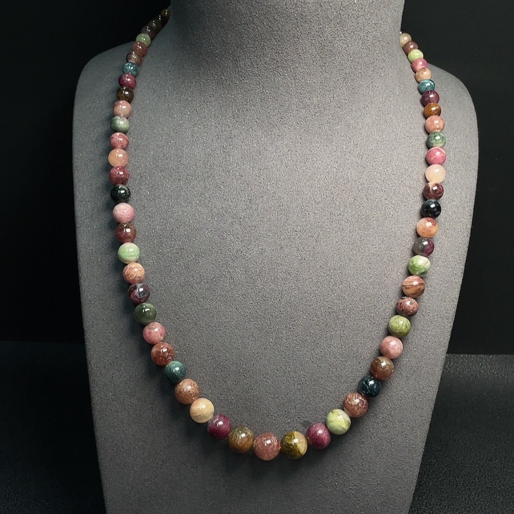 C30536184 Tourmaline Bead Strand Approx. 4.4-10.2mm Total Weight About 51.83g Containing Other Mineral Components Visible Organic Matter