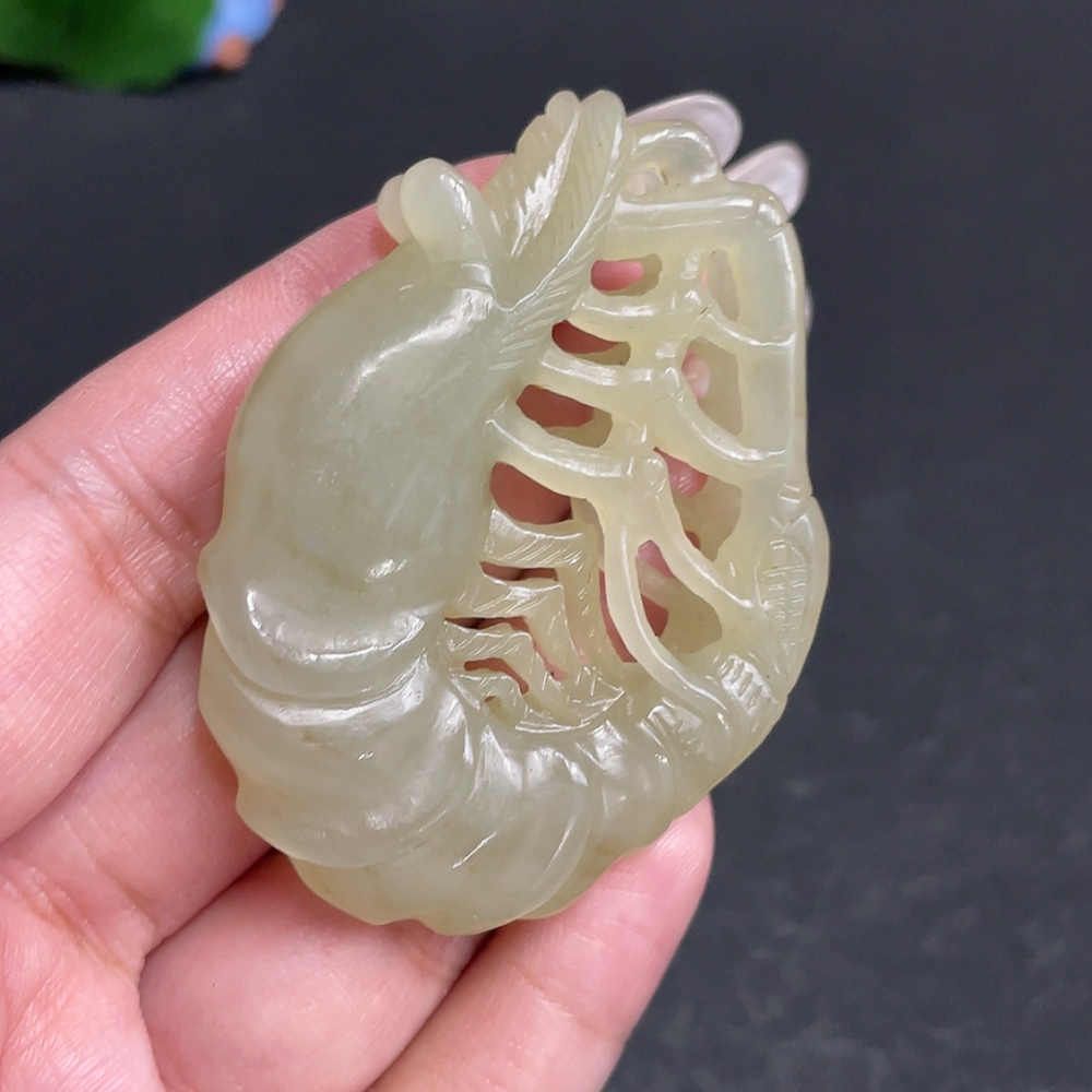 H28243696 Hetian Jade Pendant Shrimp Total Weight About 38.8g