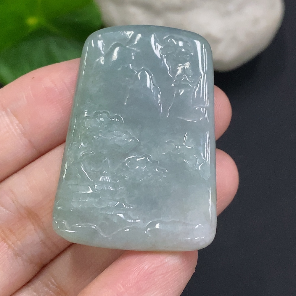 F34070400 Jadeite Landscape Pendant, Total Weight Approx. 12.8g