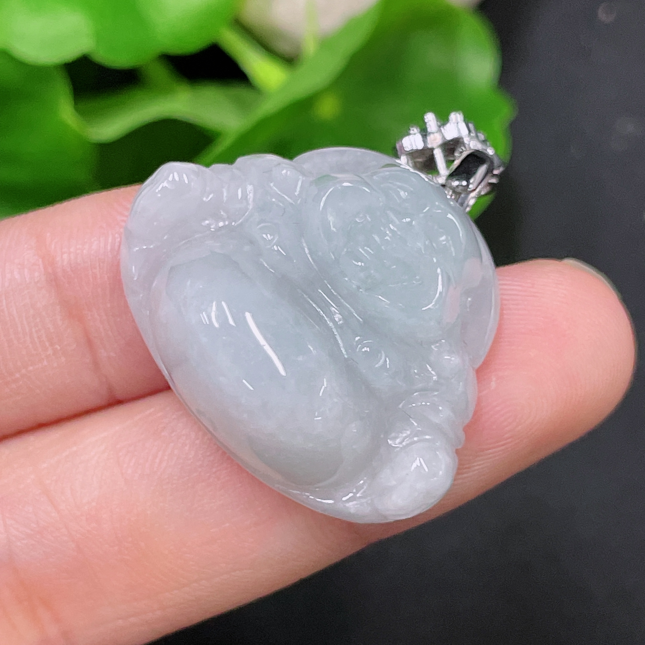 F34957852 Jadeite Buddha Pendant with Non-Gold Clasp and Chain, Total Weight Approx. 14.3g