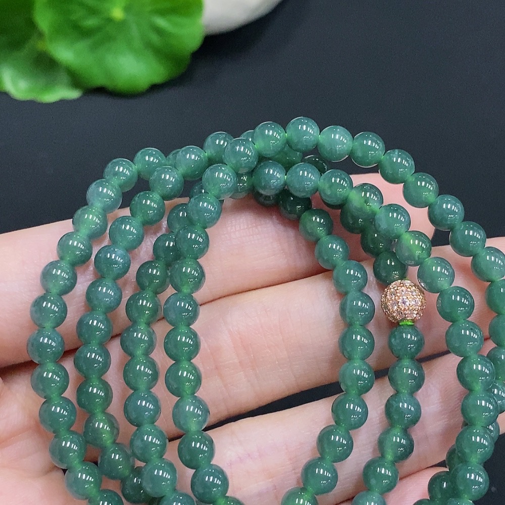 F30543513 Jadeite Bead Necklace, Non-Gold Setting, Approx. 4.7mm, Total Weight Approx. 26.8g