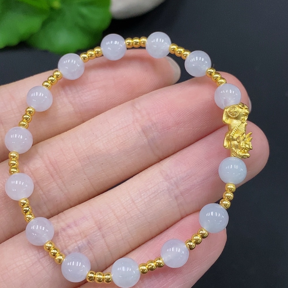 F28242302 Jadeite Bracelet Approx. 5.7mm Total Weight Approx. 4.7g Gold Content 99%