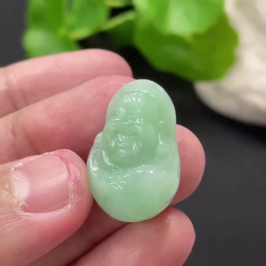 F35108605 Jadeite Smiling Buddha Pendant Total Weight Approx. 4.58g
