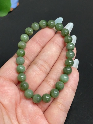 H31658639 Hetian Jade Bracelet, Approx. 7.5 mm Beads, Total Weight Approx. 18g