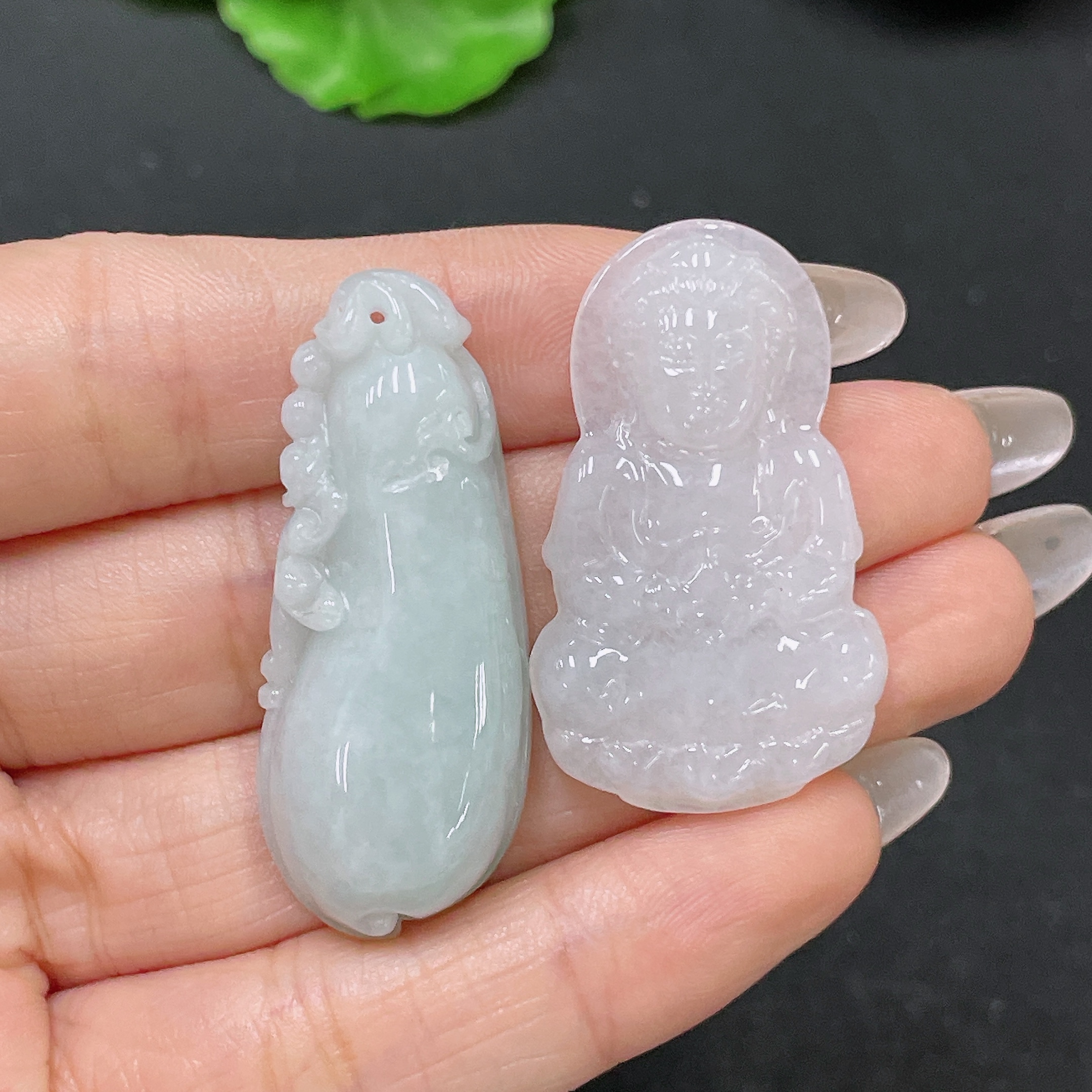 F35138894 Jadeite Pendant Guanyin + Fu Melon Sell as a Lot