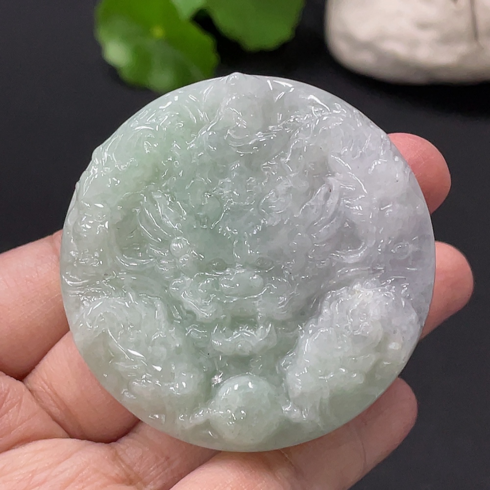 F33909657 Jadeite Nine Dragons Supreme Pendant, Total Weight Approximately 63.8g