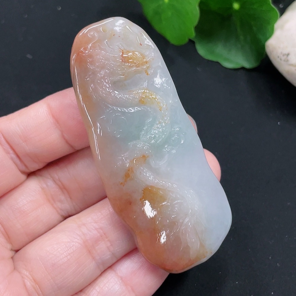 F30527701 Jadeite Dragon Pendant Total Weight Approx. 34g (Color origin undetermined)