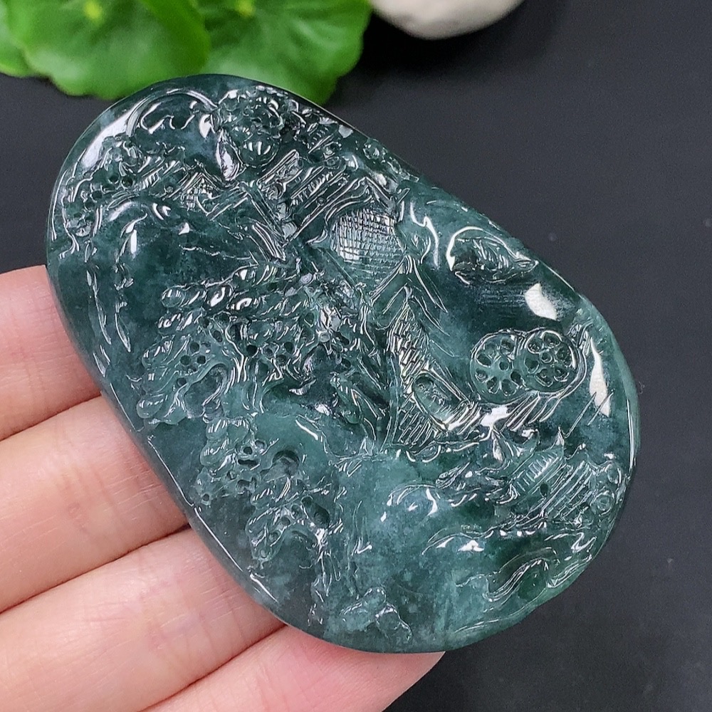 F26961650 Jadeite Landscape Pendant with a total weight of approximately 47.1 grams