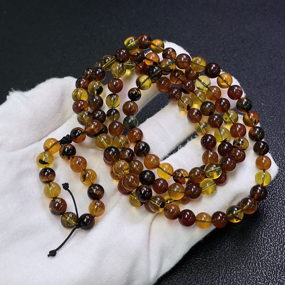 C31655732 Amber Beeswax Beaded Necklace Total Weight Approx. 25.4g Size About 7.3mm