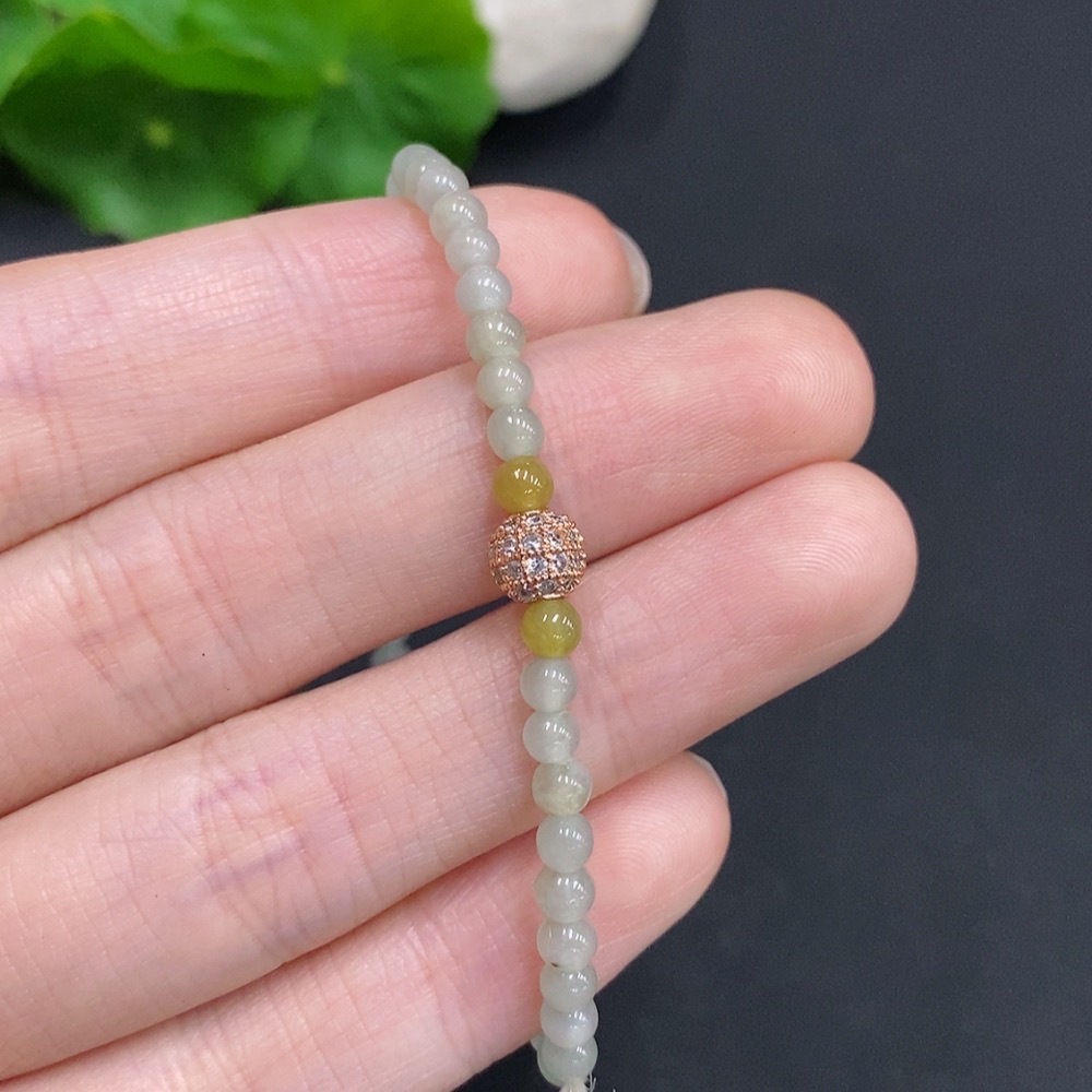 F35159727 Jadeite Bracelet Non-Gold Inlaid Total Weight Approx. 4.2g Size 3.7mm