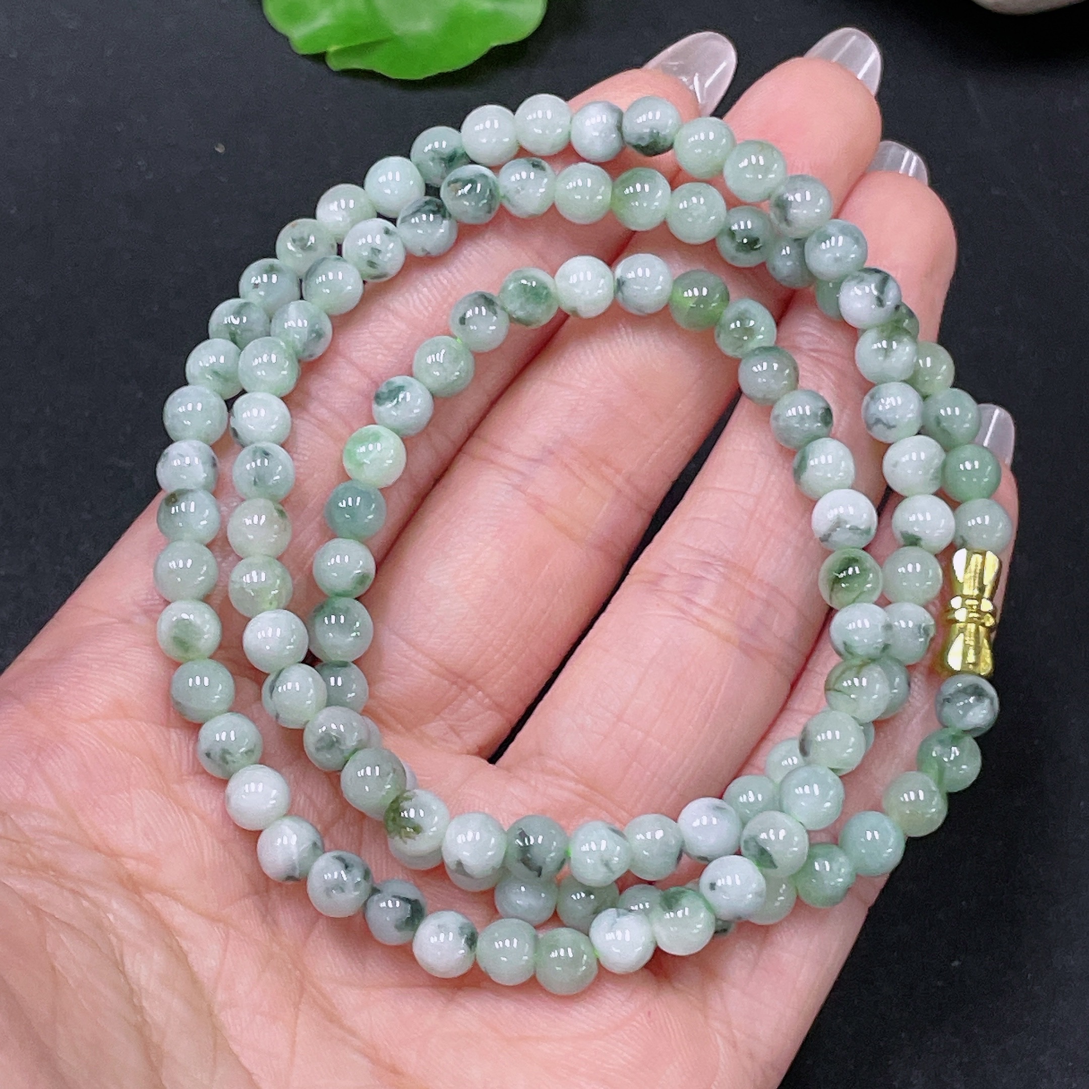 F34065609 Jadeite Bead Necklace Approx. 5mm Total Weight Approx. 27.16g Non-Gold Containing Other Mineral Components