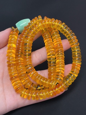 C46539263 琥珀蜜蜡珠链 货品总重约47.57克 卡10.11mm左右 配石考虑非天然