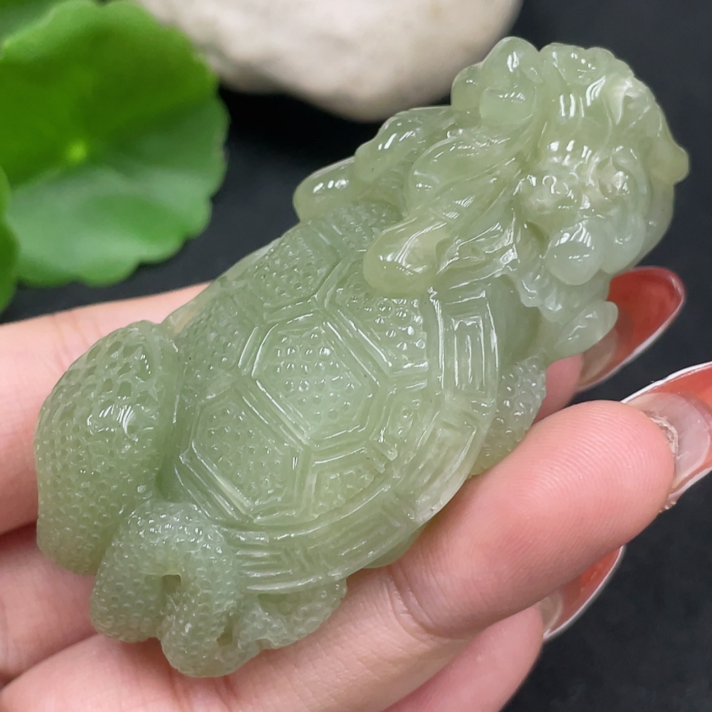 H34053209 Hetian Jade Pendant  Dragon Turtle  Total Weight Approx. 80.3g