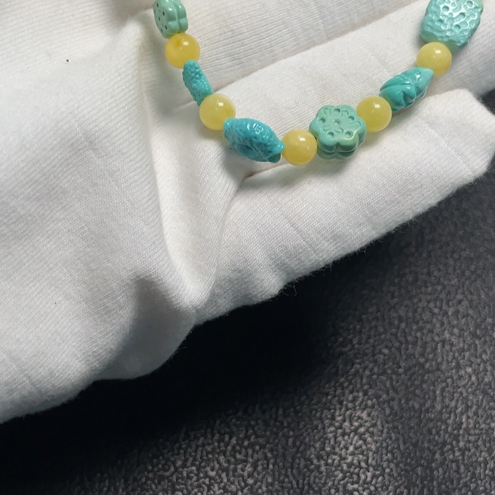 C29402660 Turquoise Bracelet, Approx. 7.8mm, Total Weight Approx. 7.93g, with Amber