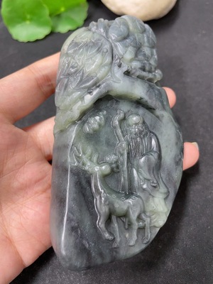 H46576458 和田玉手把件   寿星公    货品总重约284.4g