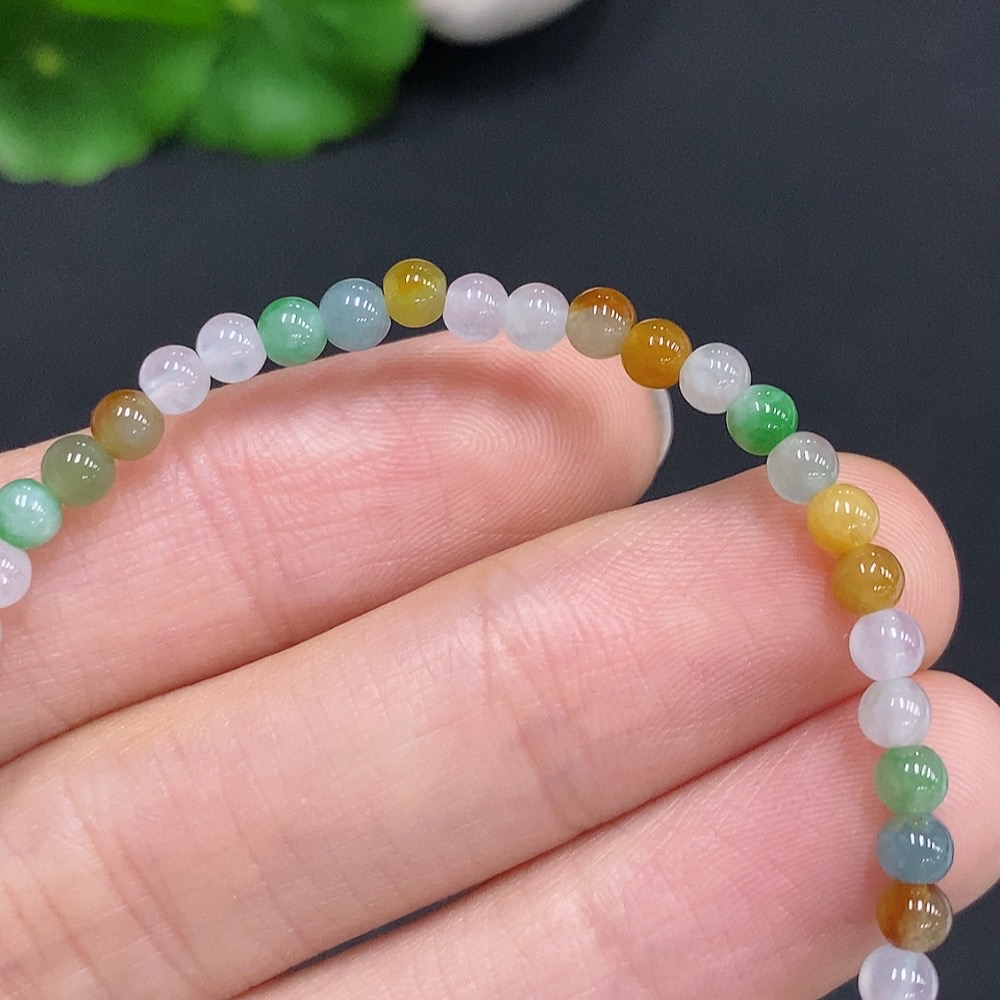 F32807722 Jadeite Bracelet Total Weight Approx. 3.7g Size About 3.5mm Color Origin Undetermined