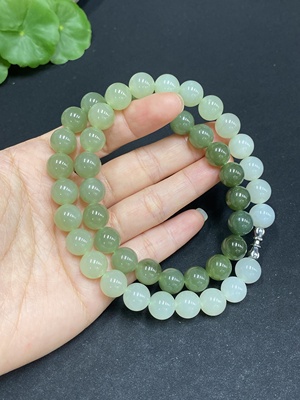H34036027 Hetian Jade Bead Necklace, approx. 9.9mm, total weight approx. 69.9g