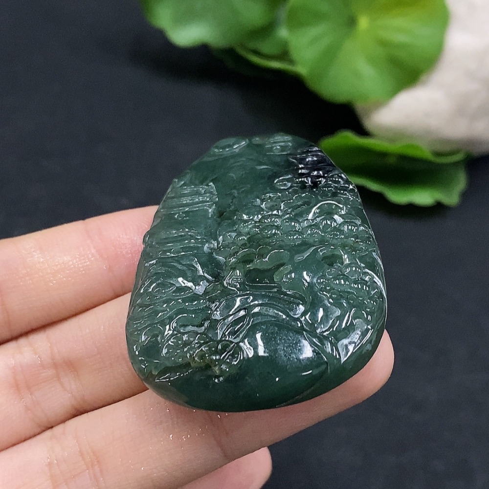 F30515019 Jadeite landscape pendant Total weight about 25.97g
