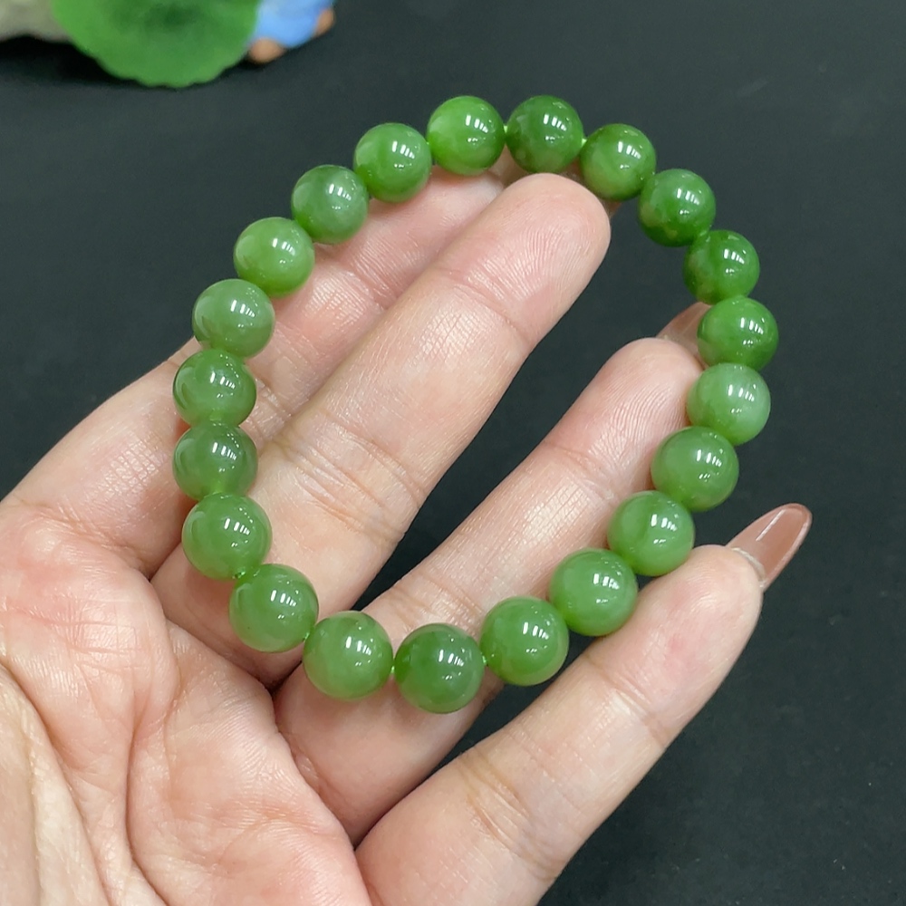 H35118190 Hetian Jade Jasper Bracelet, Approx. 9.2 mm, Total Weight Approx. 28.3g