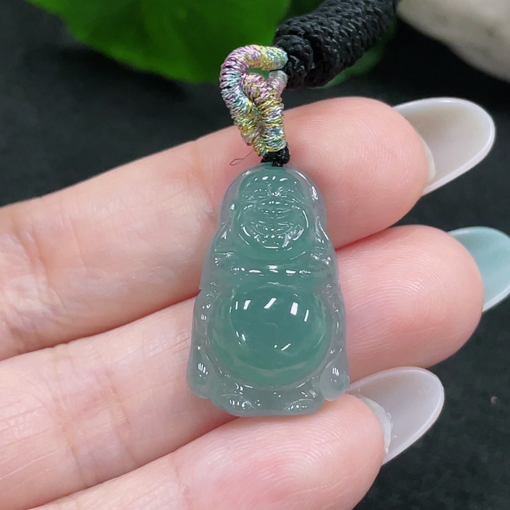 F33873748 Jadeite Standing Buddha Pendant Total Weight Approx. 4.4g (Including Rope Weight)