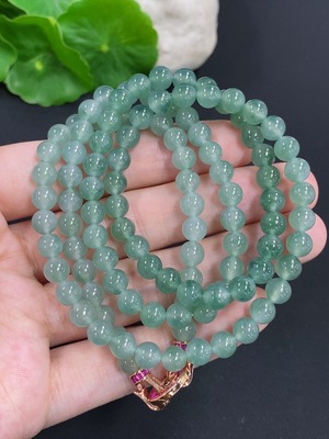 F46555306 翡翠珠链 非金 货品总重量约42.5克 卡6mm左右