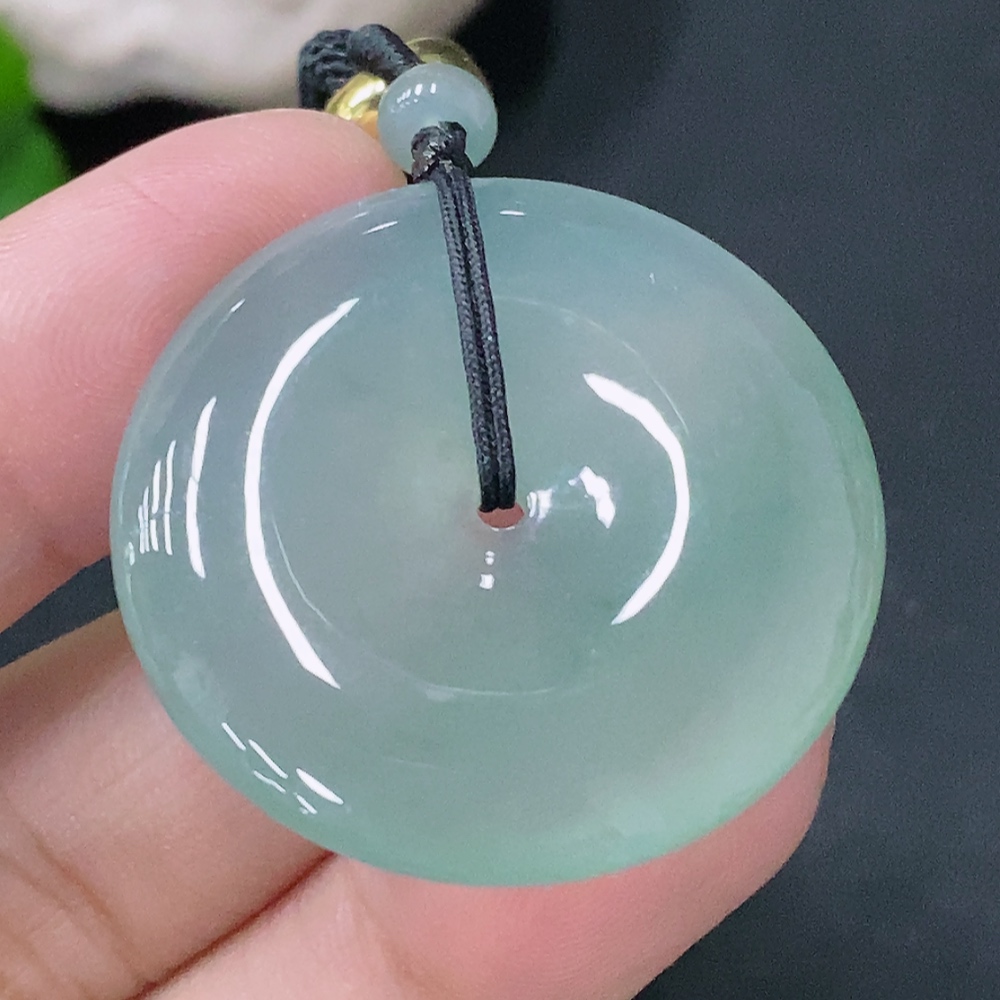 F33849120 Jadeite Pendant Peace Buckle Total Weight Approx. 18.69g with Rope