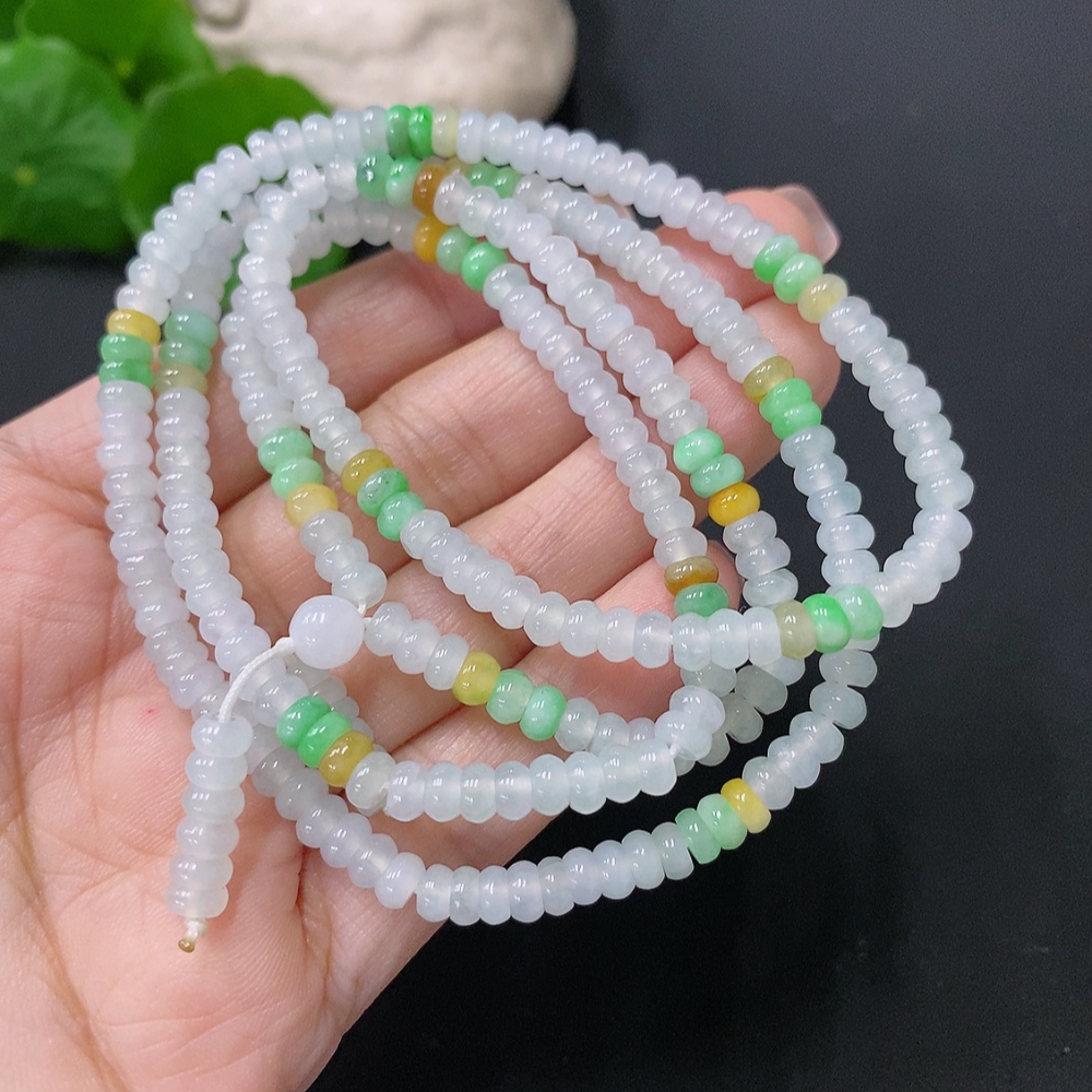 F34076330 Jadeite Bead Necklace Approx. 4.5mm Total Weight Approx. 29.4g