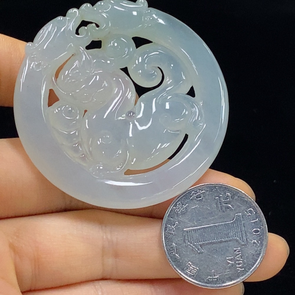 F35095373 Jadeite Pixiu Pendant, Total Weight Approximately 28.72g