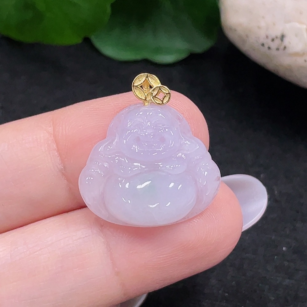 F33917094 Jadeite Buddha Pendant Non-Gold Inlaid Total Weight About 2.74g