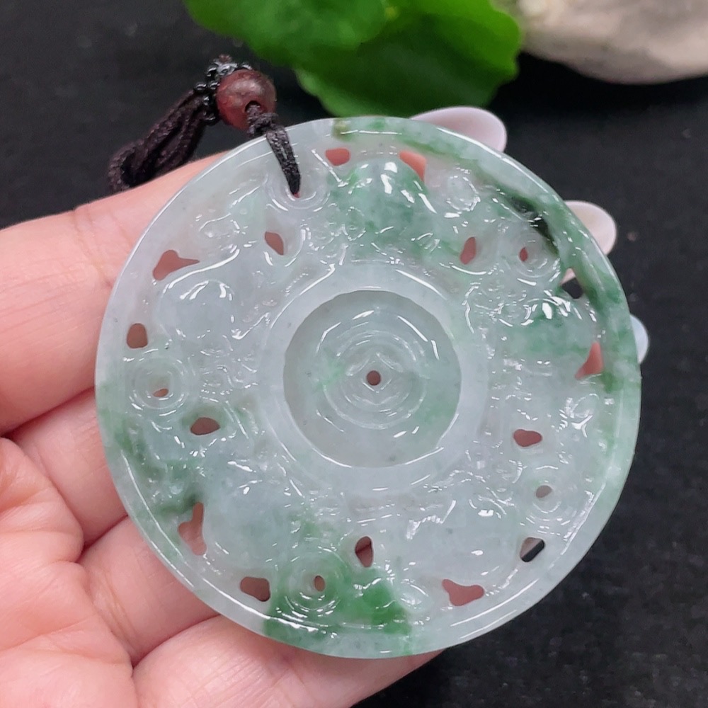 F33899015 Jadeite Pendant Total Weight Approx. 30.4g Including Cord Weight Containing Other Mineral Components