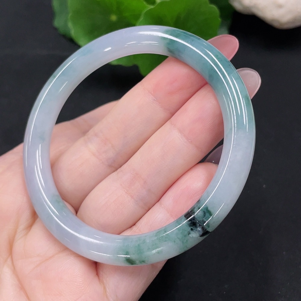 F34982369 Jadeite Round Bangle Size 53 Total Weight Approx. 29.8g (With Breakage/Damage) (Containing Other Mineral Components)