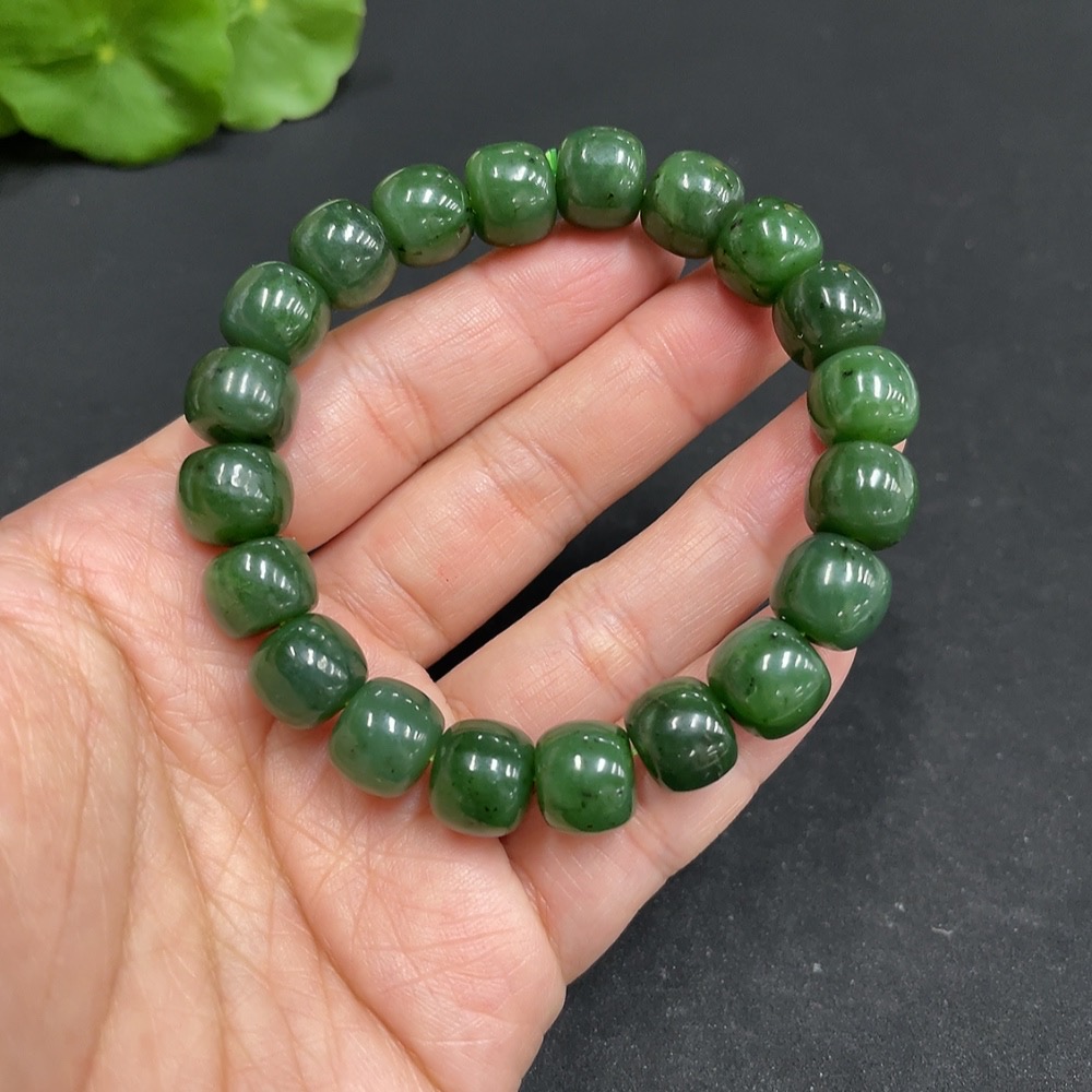 H34052255 Hetian Jade Jasper Bracelet Approx. 9.7mm Total Weight Approx. 33.1g